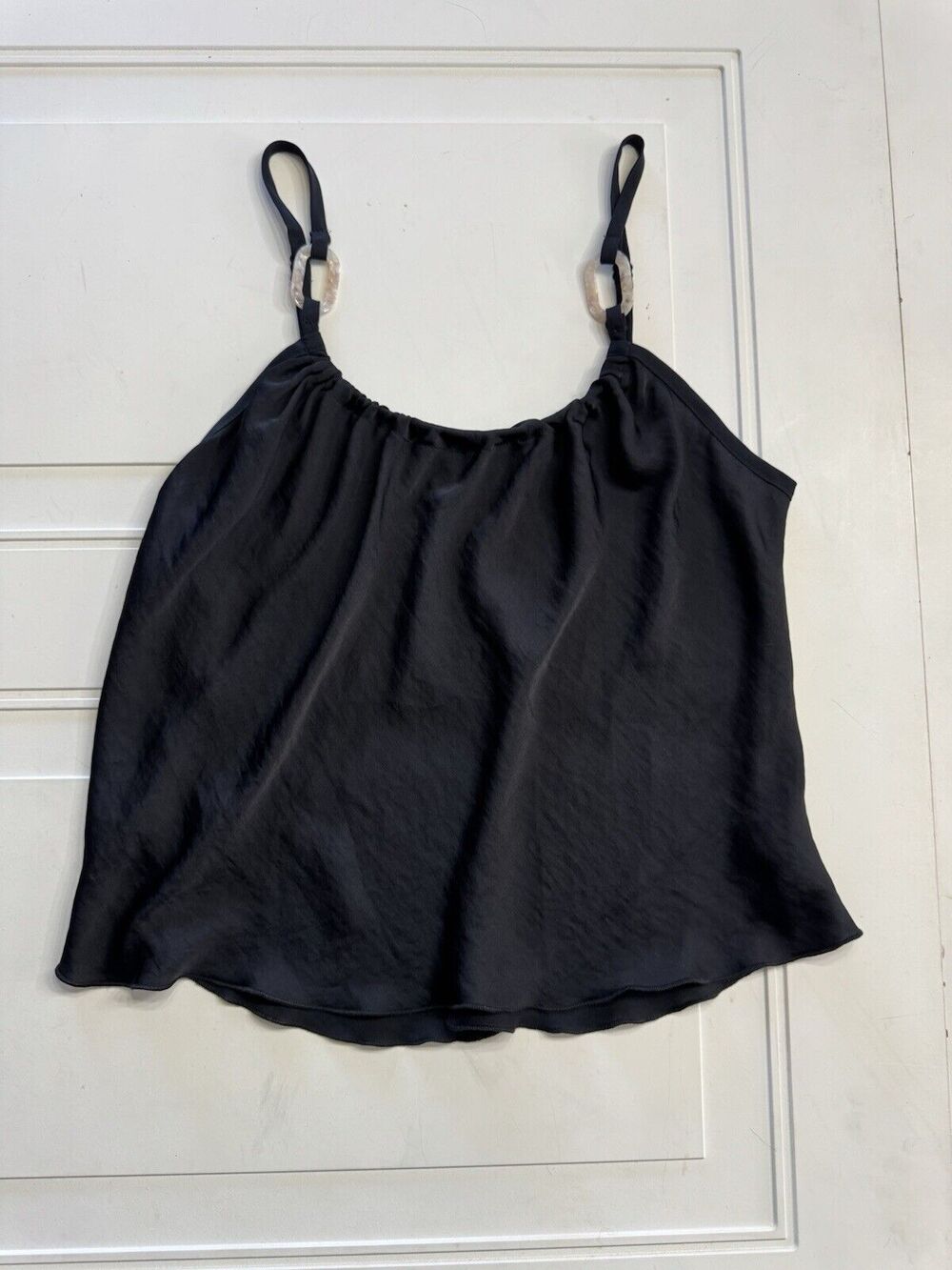 Intimately Free People Womens Sz XS Satin Black Camisole top With Marble Detail